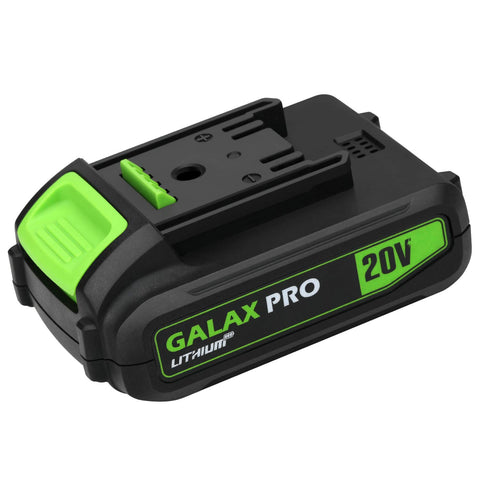 GALAX PRO 20V battery pack with compact design for easy tool swaps.