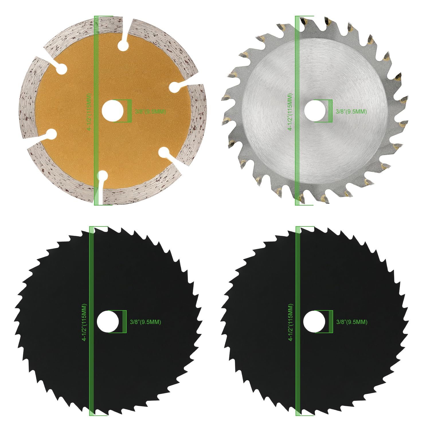 GALAX PRO 4-1/2 inch blade set with 3/8 inch arbor for versatile cutting