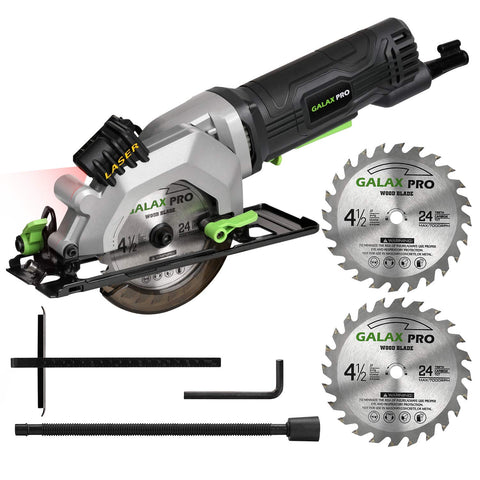 GALAX PRO 4Amp circular saw with laser guide for precise straight cuts.