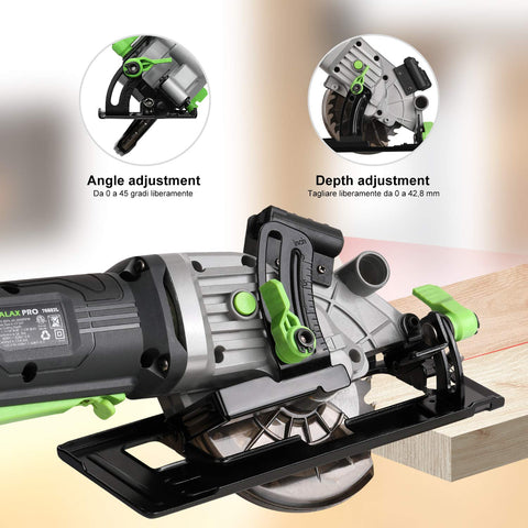 GALAX PRO dust extractor adapter keeps workspace clean during cuts.