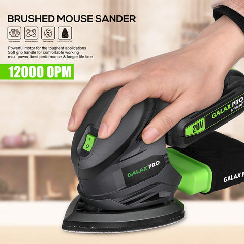 GALAX PRO cordless sander uses a battery for portable use during jobs.
