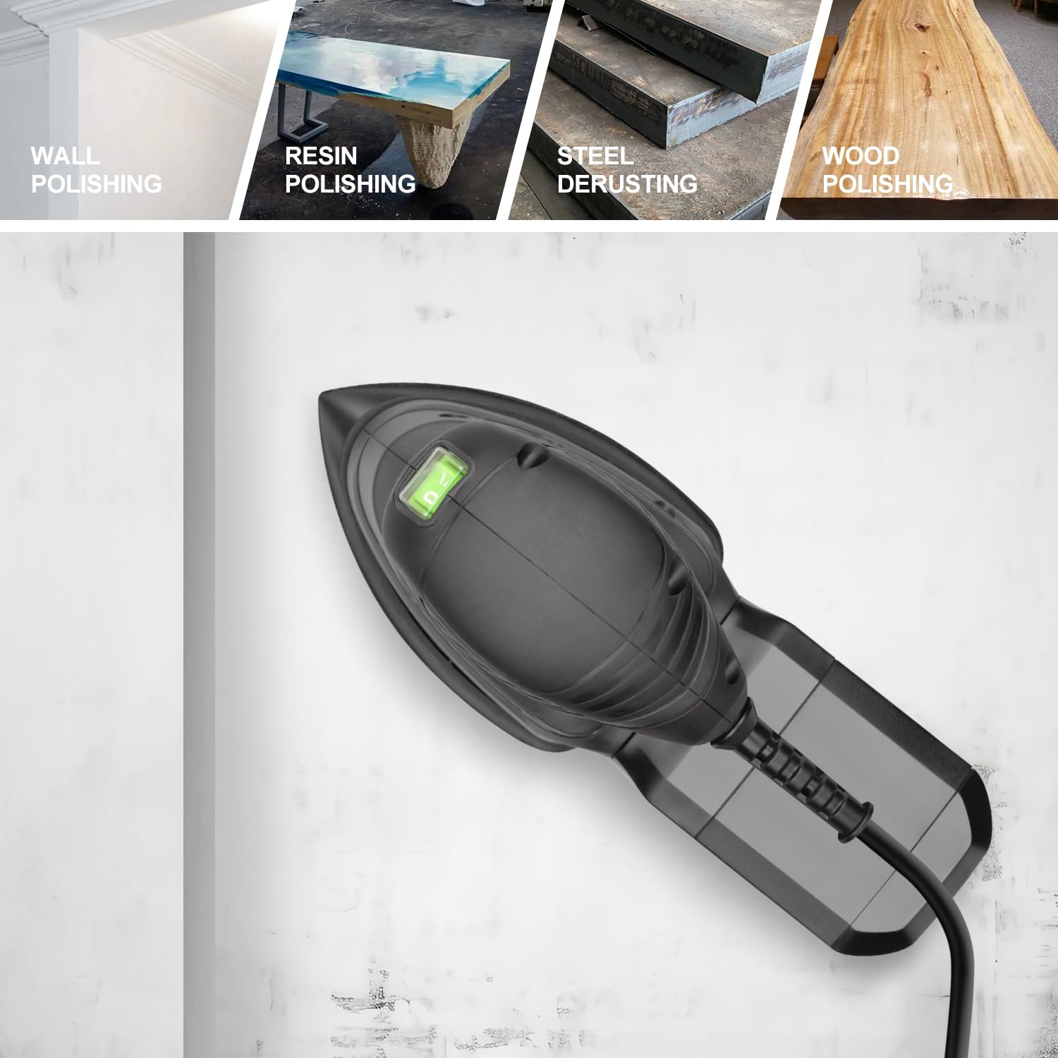 Contents of GALAX PRO Detail Sander kit: sander, papers, manual, warranty.