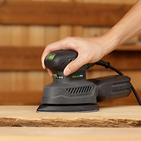 Motor spec highlight for GALAX PRO Detail Sander, 1.1A and 13,000 OPM.