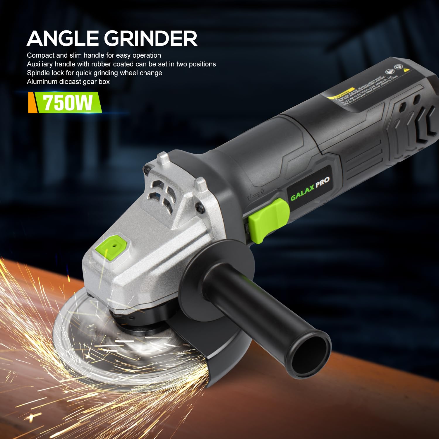 GALAX PRO electric angle grinder in use for wood, metal, and polishing tasks
