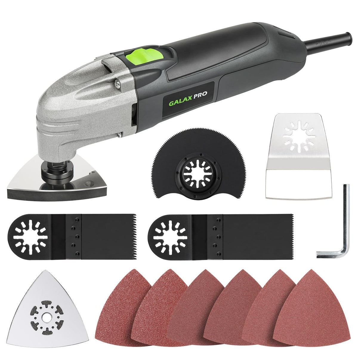 GALAX PRO oscillating tool front view with ergonomic grip for precise cuts