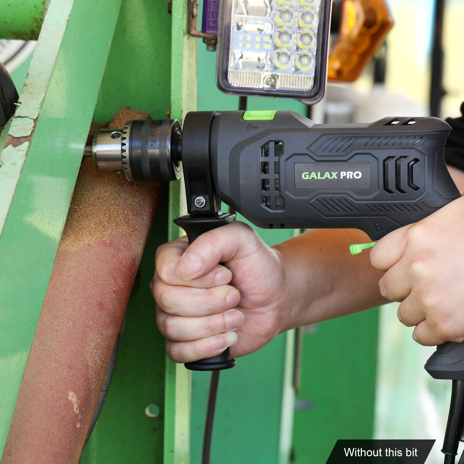 GALAX PRO drill fits 1/2-inch chucks for larger bit options.