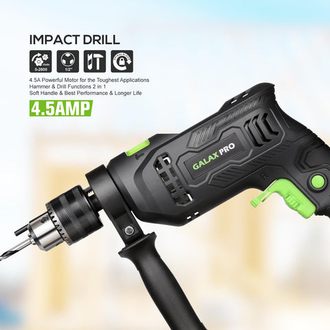 GALAX PRO hammer drill with metal chuck offers secure bit grip for tough tasks.