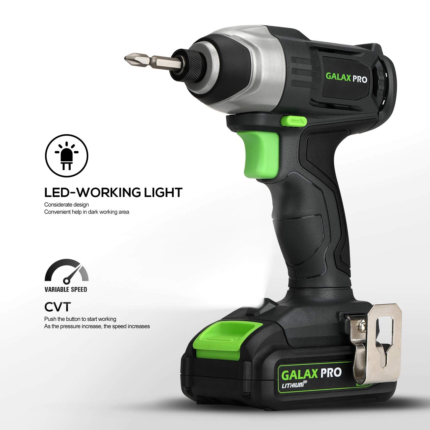 GALAX PRO Impact Driver battery and charger shown for extended cordless operation