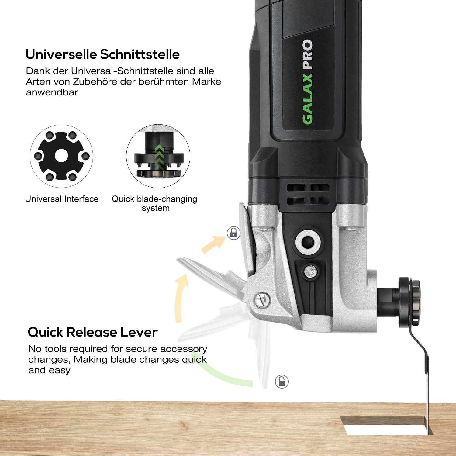 GALAX PRO plunge blade cuts wood with precise control