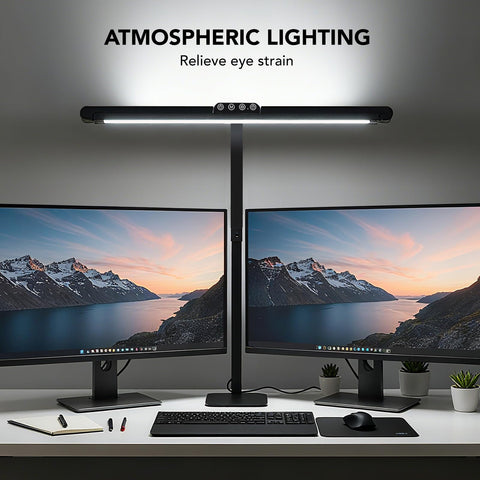 Galnolt LED desk lamp three bars deliver wide coverage for multiple monitors and crafts.