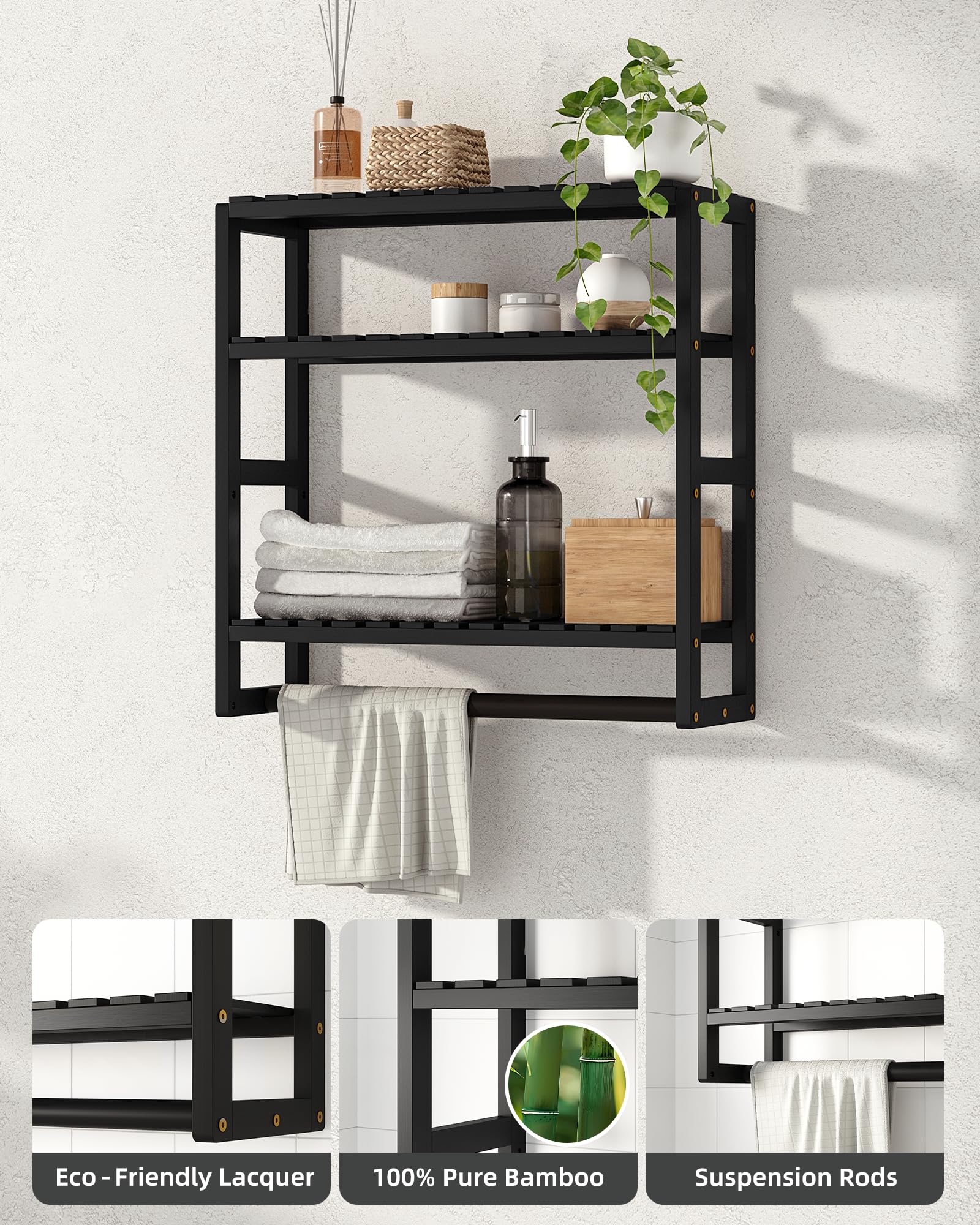 Galood adjustable-height bathroom shelf adapts to your space for flexible organization.