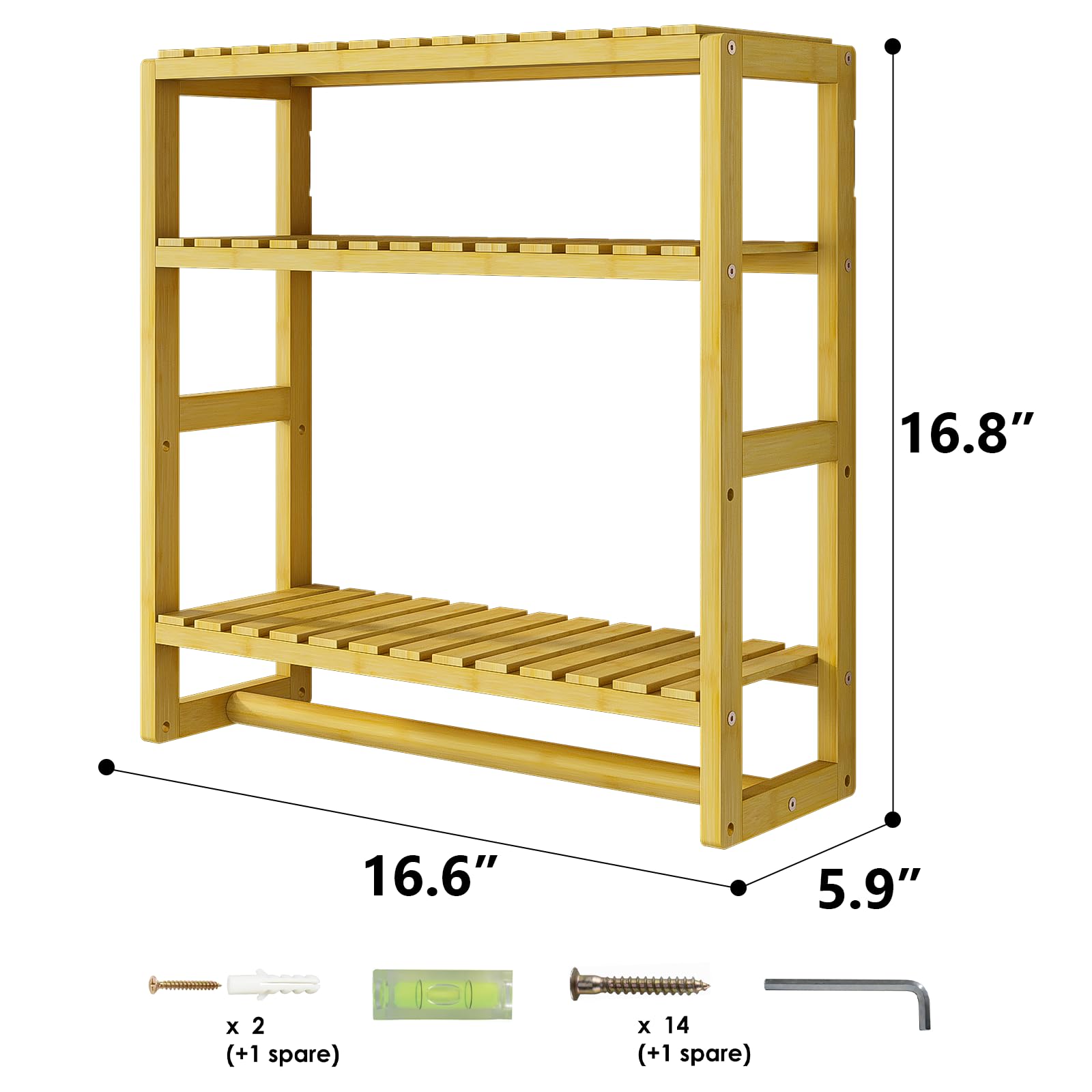 Galood bamboo towel rack with bottom rod adds convenient drying space for textiles.