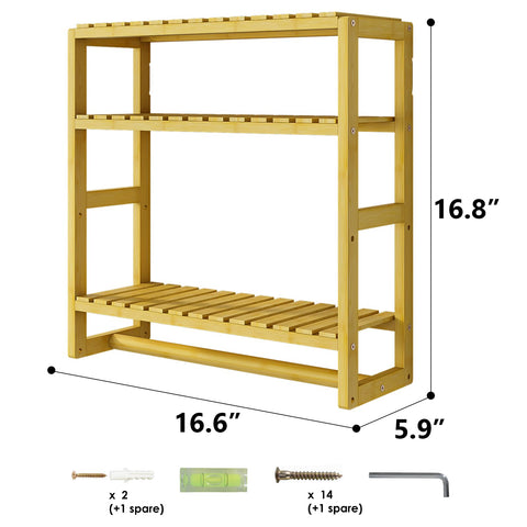 Galood bamboo towel rack with bottom rod adds convenient drying space for textiles.