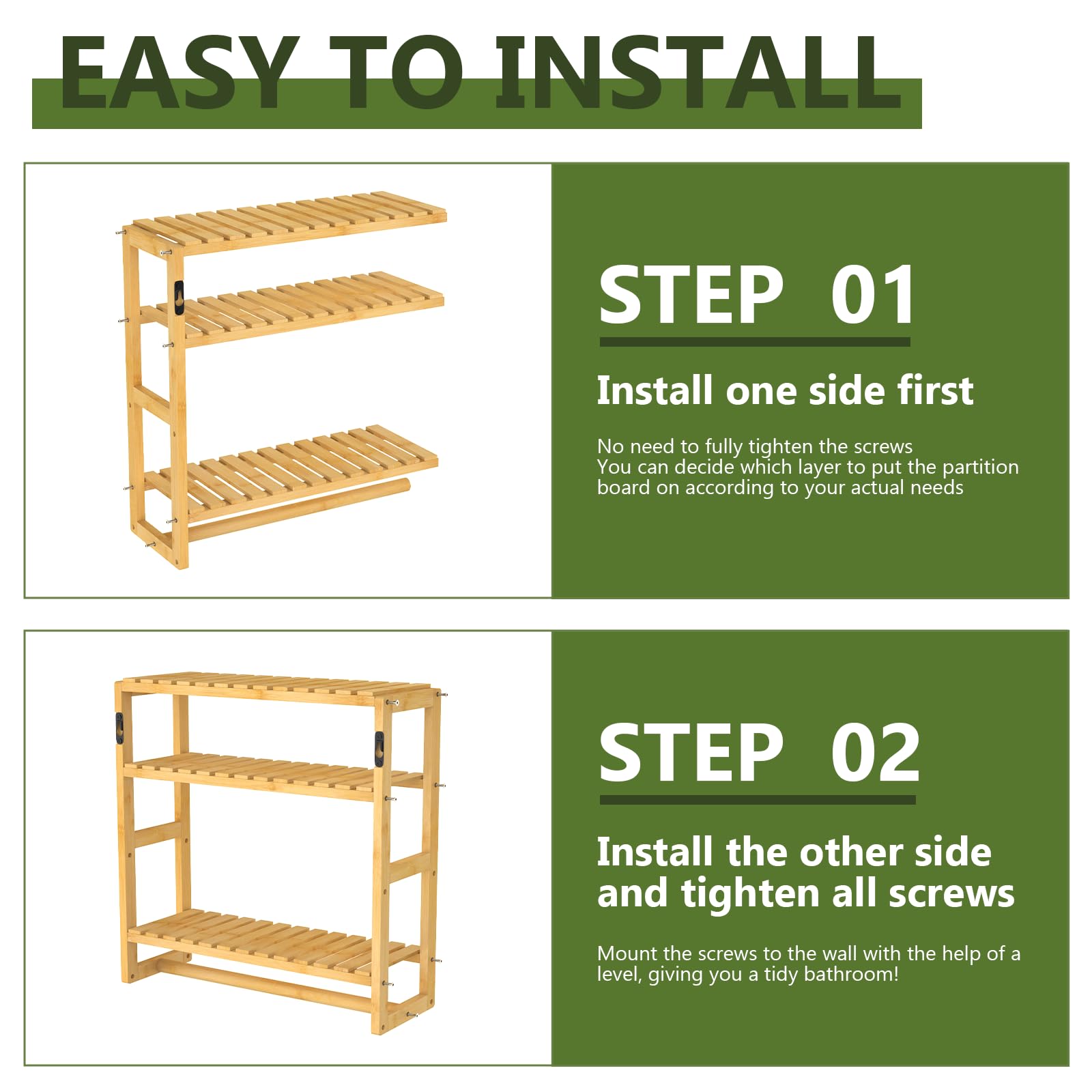 Galood easy-assembly corner shelf fits tight corners without crowding the bathroom.