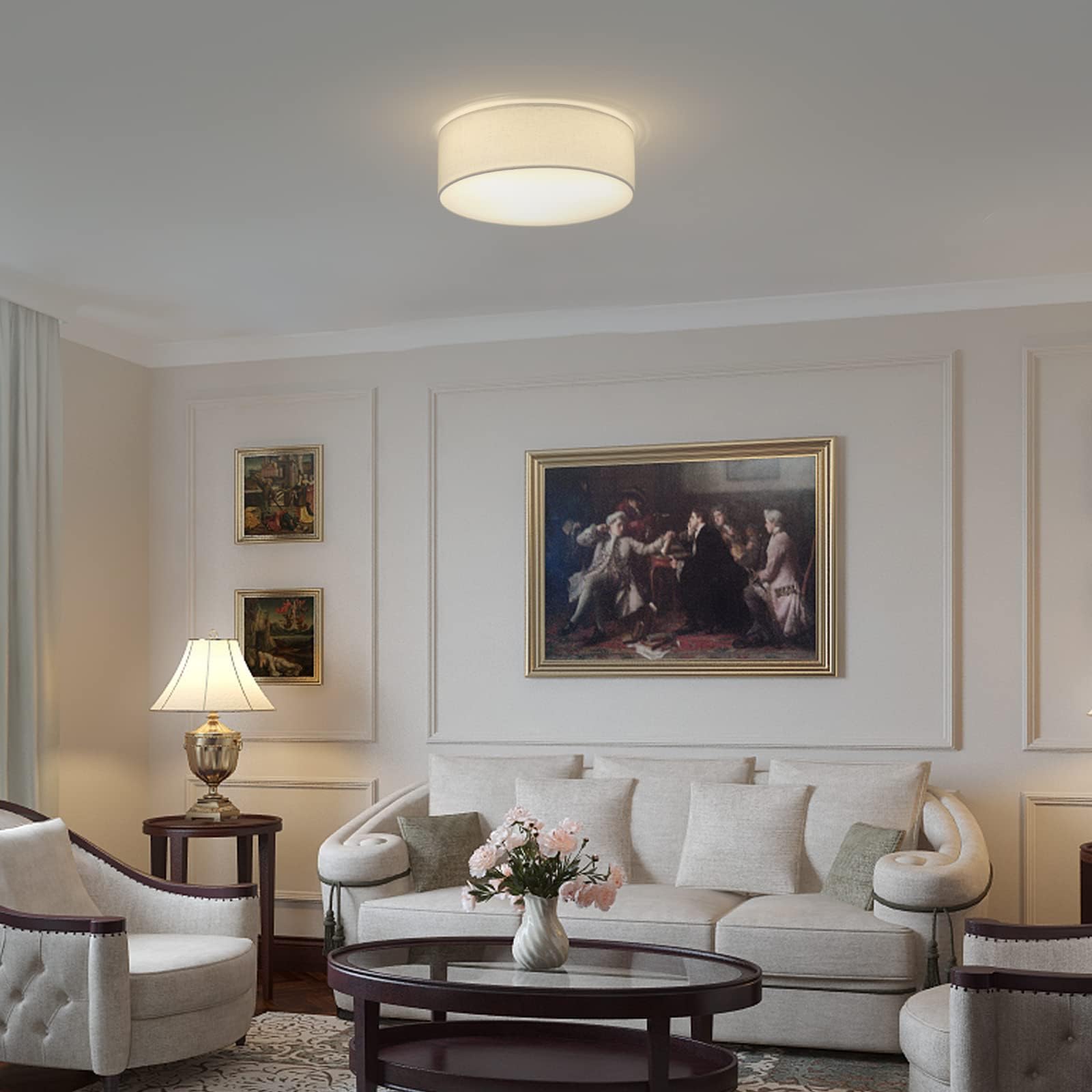 Galtlap 3-light drum fixture brightens dining areas with a contemporary vibe.