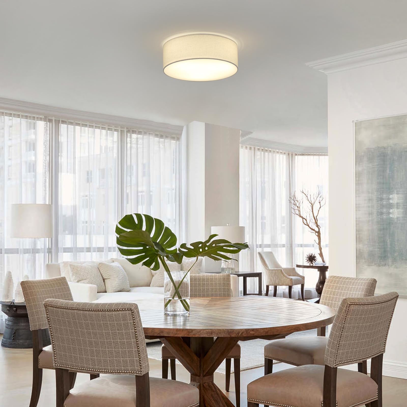 Closeup of Galtlap double fabric linen shade showcasing texture and quality