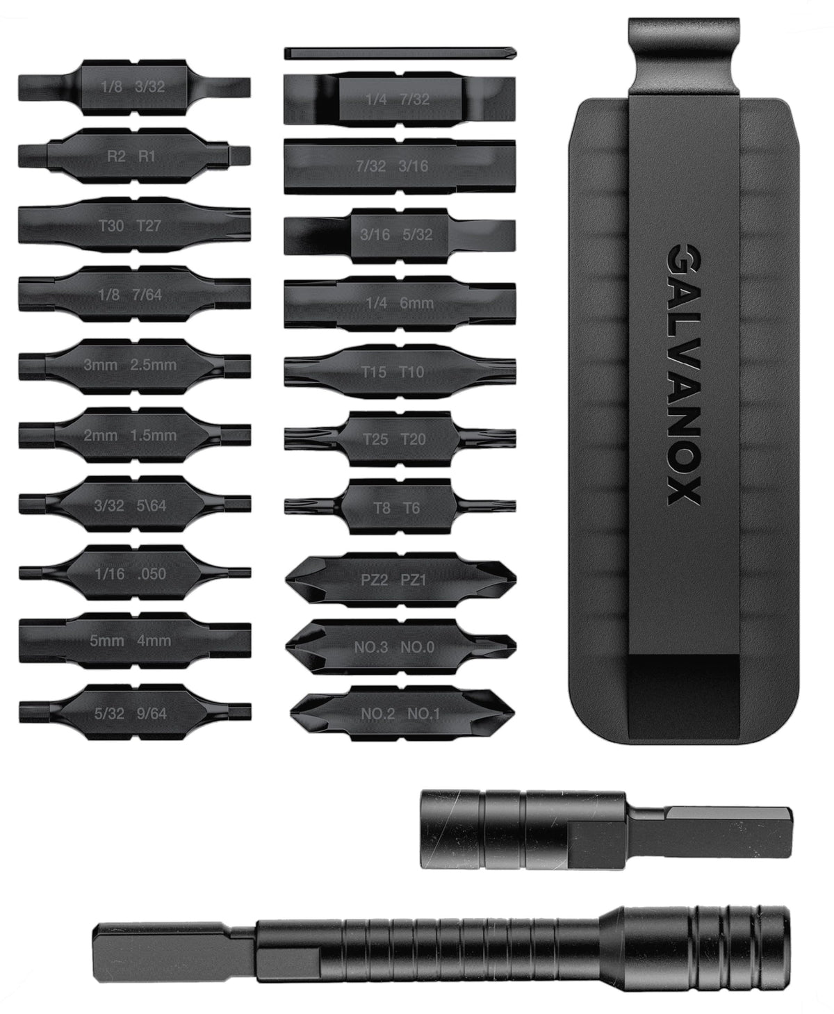 GALVANOX 23pc bits 59HRC stainless—durable access for Leatherman tools.
