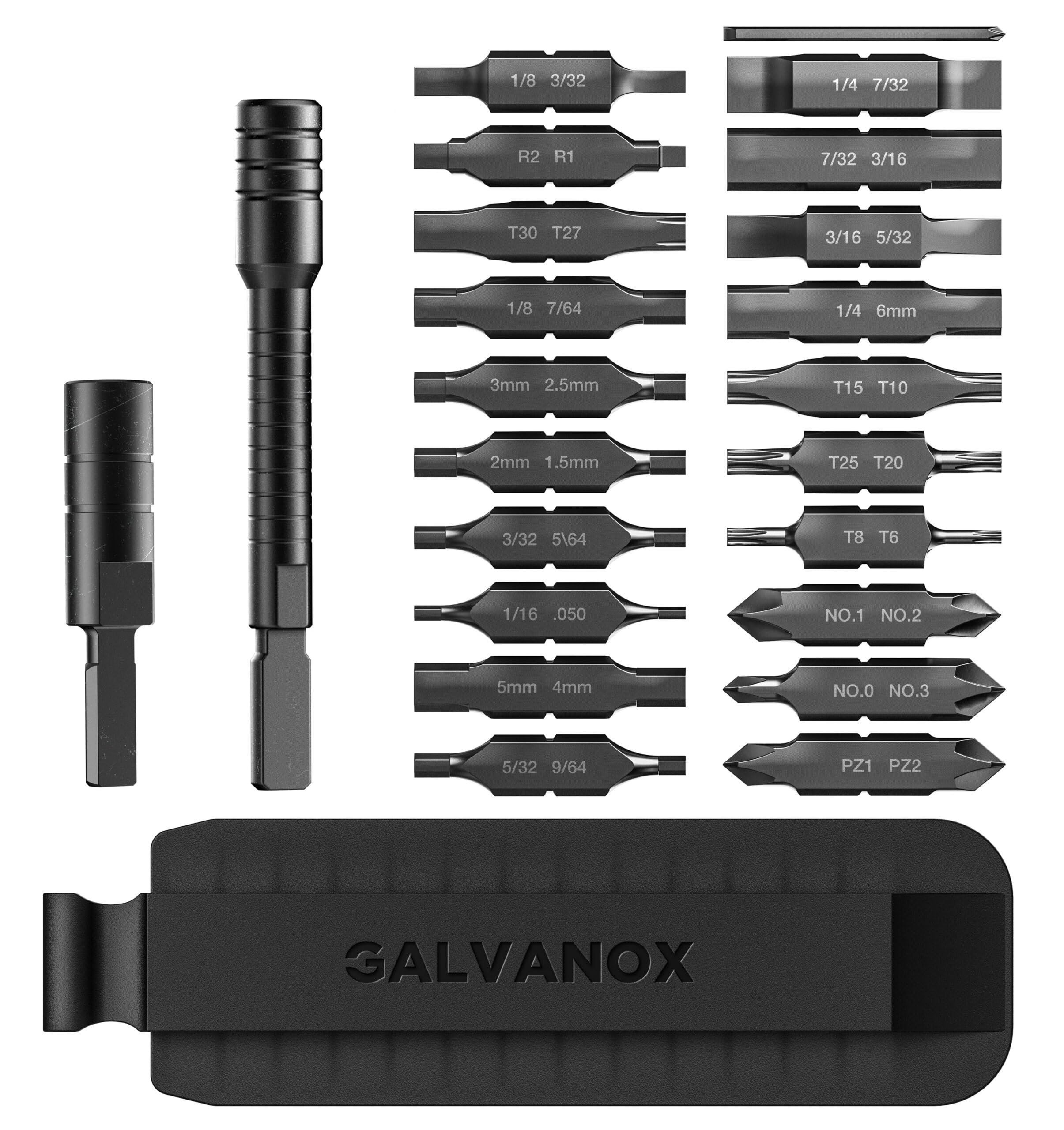 GALVANOX black finish set—compact, durable on-the-go repairs.