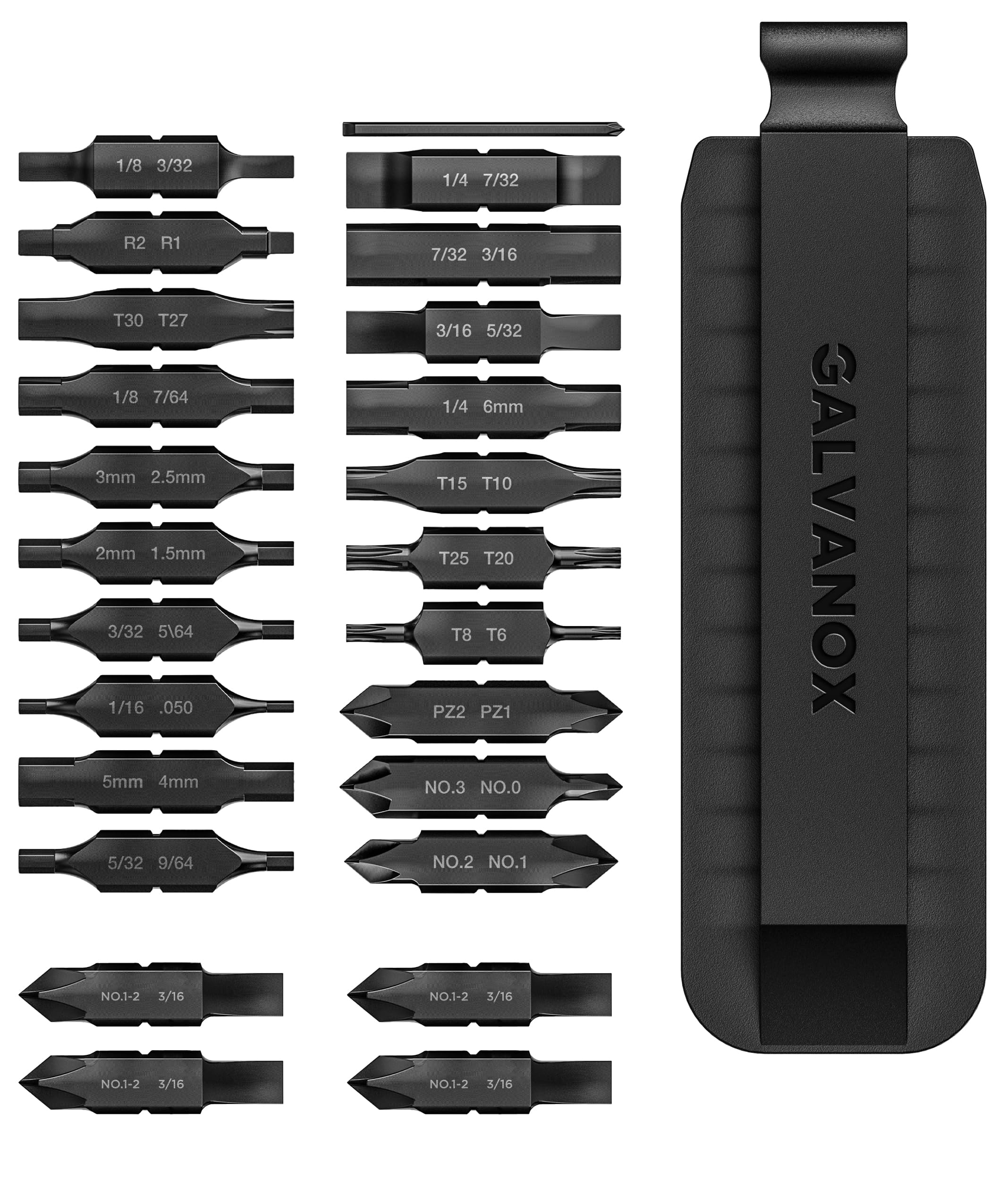 Galvanox double-sided bit set with holder for Leatherman tools, quick access
