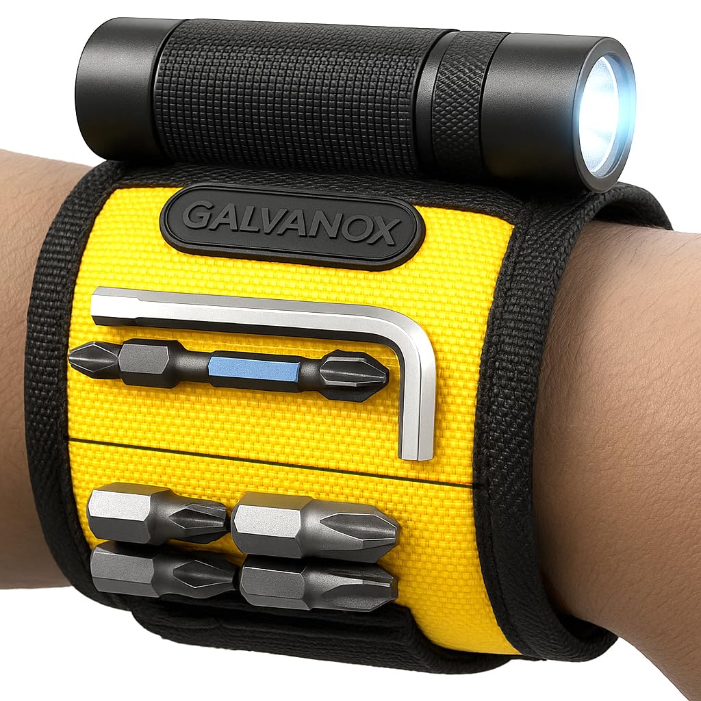 GALVANOX magnetic wristband with worklight provides hands-free illumination for busy projects.