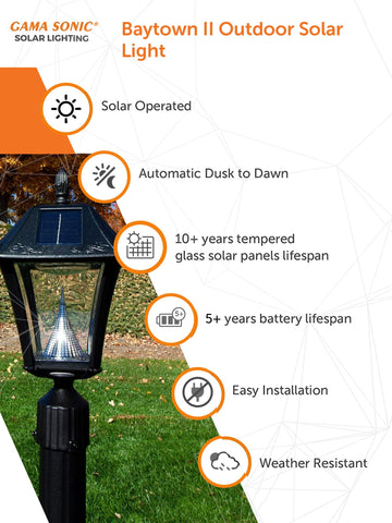 Gama Sonic Baytown II wall mount provides exterior lighting on walls