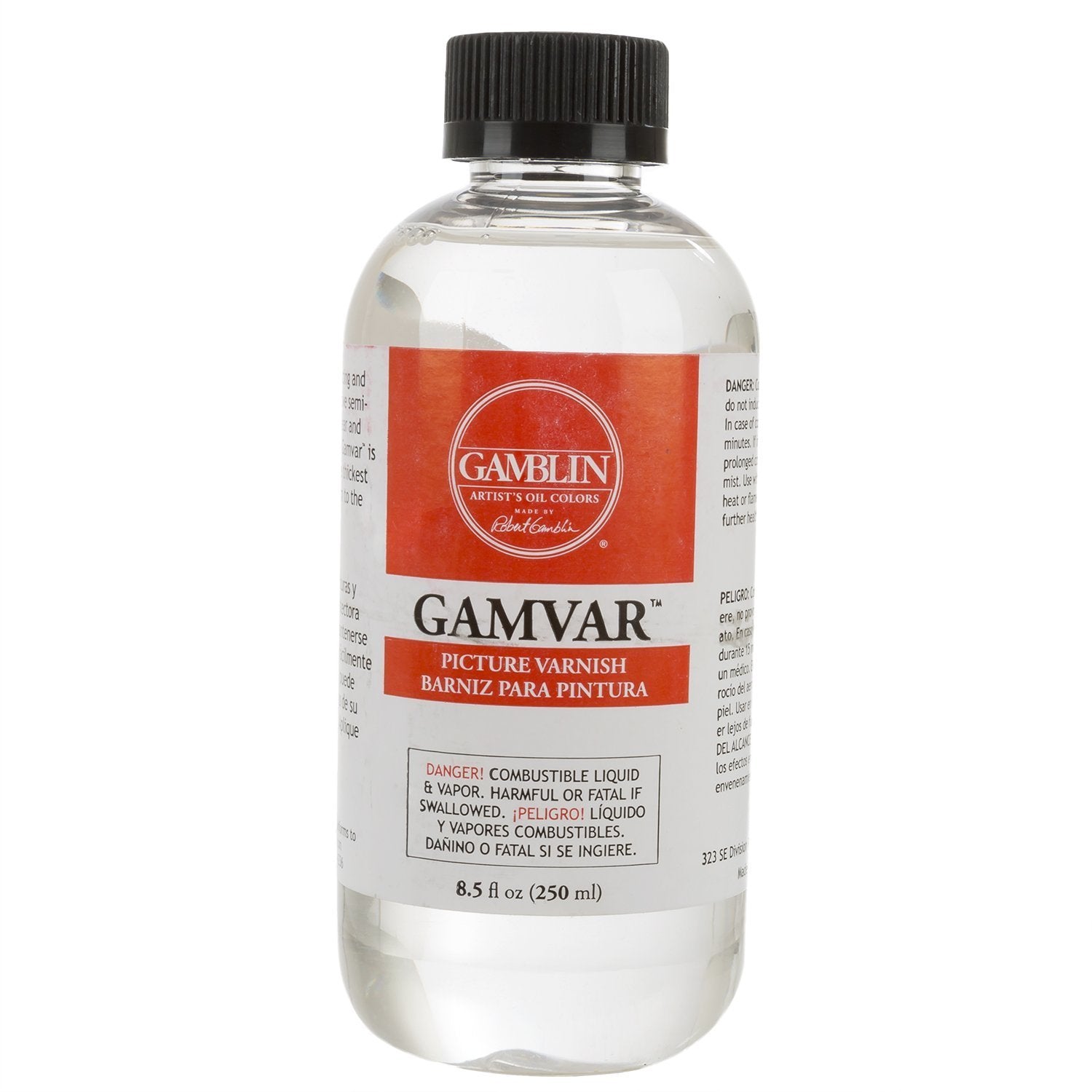 Gamblin Gamvar Picture Varnish gloss finish enhances color and protects artwork.