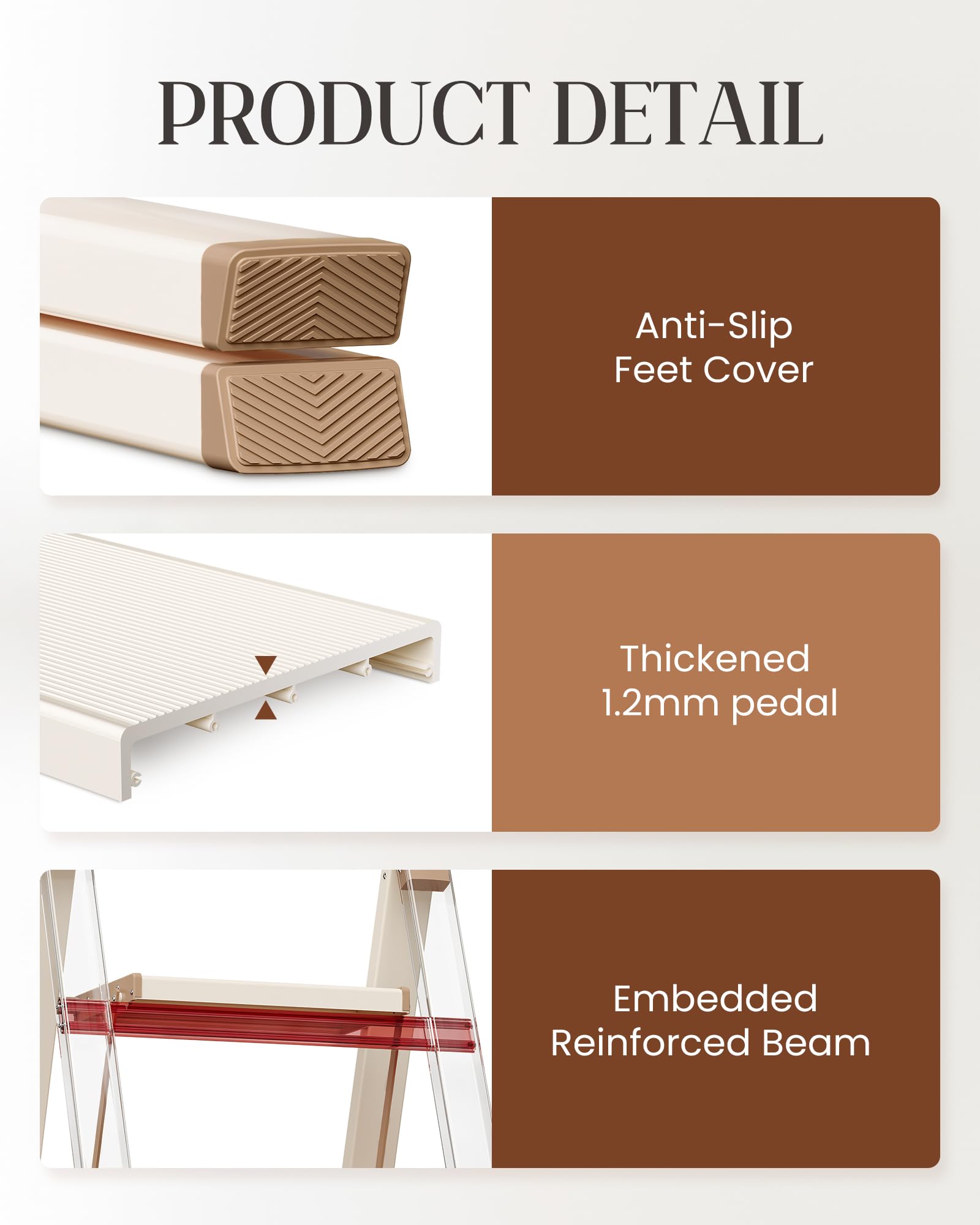 GameGem 4Step Ladder anti-slip feet keep it steady and floors protected.