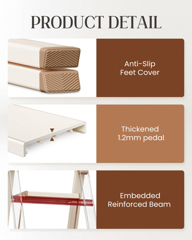 GameGem 4Step Ladder anti-slip feet keep it steady and floors protected.