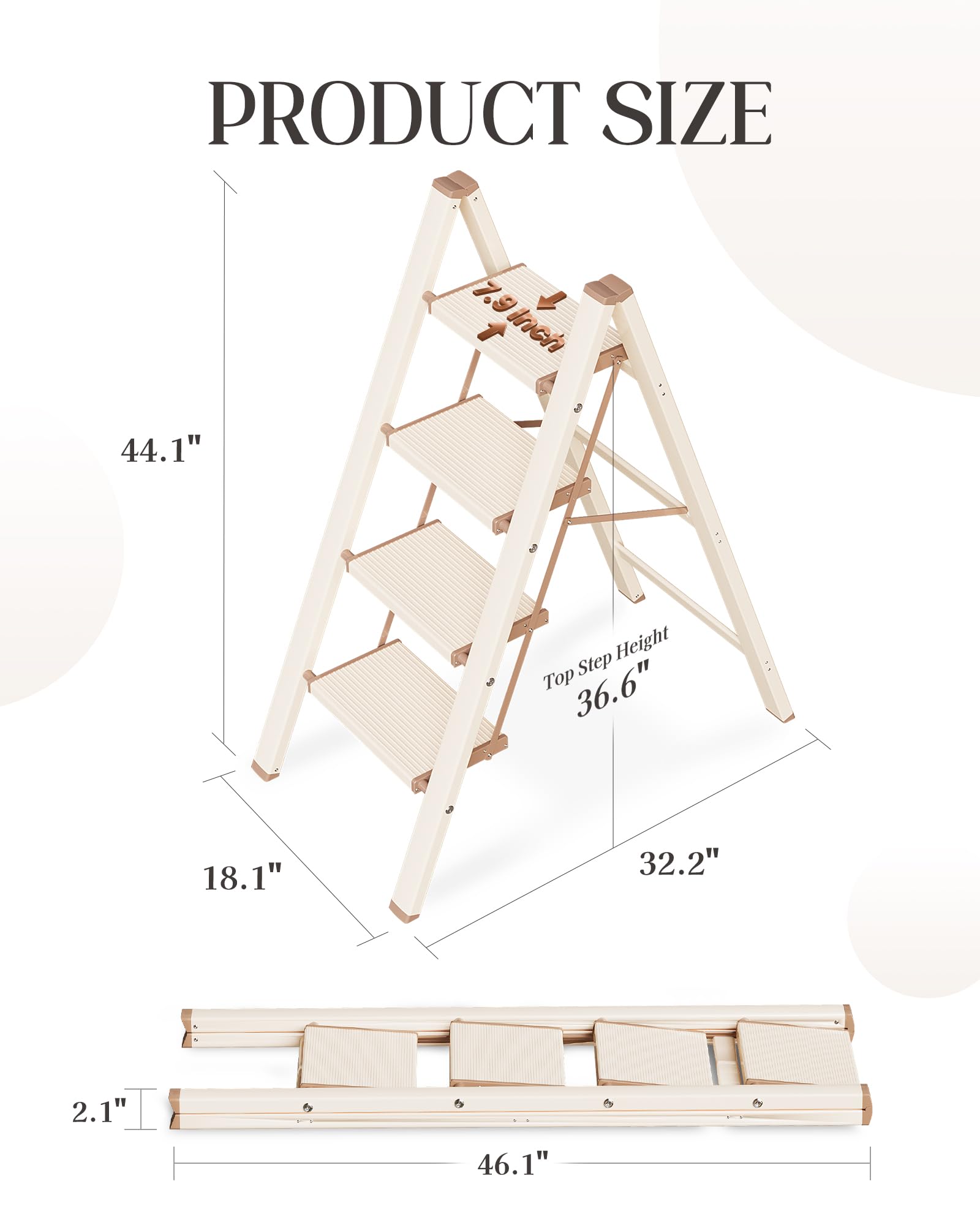GameGem 4Step Ladder in kitchen scenes demonstrates practical reach for cabinets.