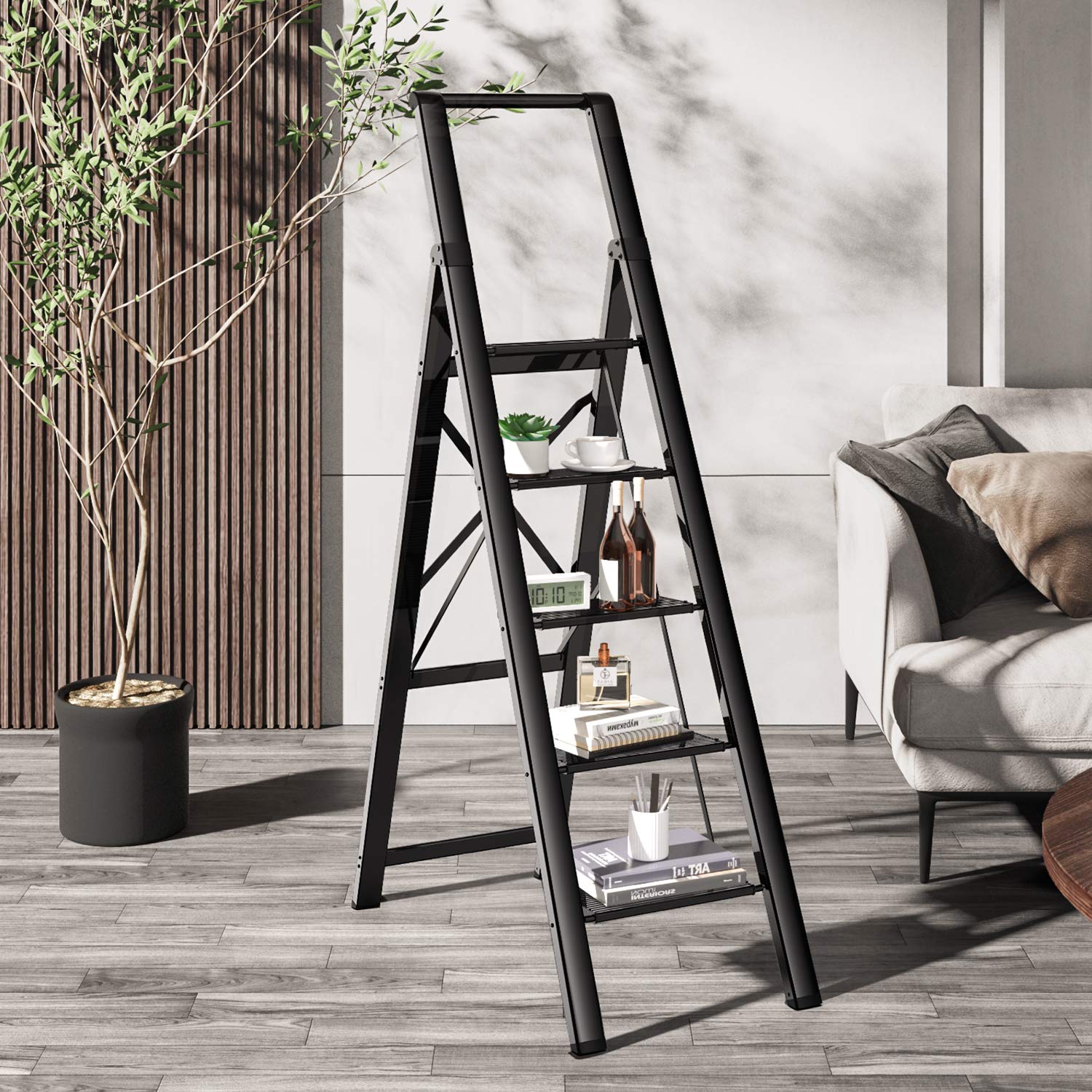 GameGem 5 Step Ladder comes fully assembled for immediate use.