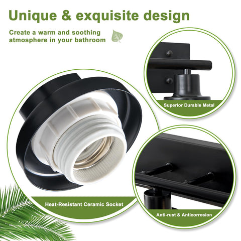 GAMTUE E26 base vanity light with heat-resistant socket enhances bulb life