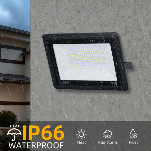 GANGZHIZI 100W flood light side angle showing wide beam for shadows-free coverage