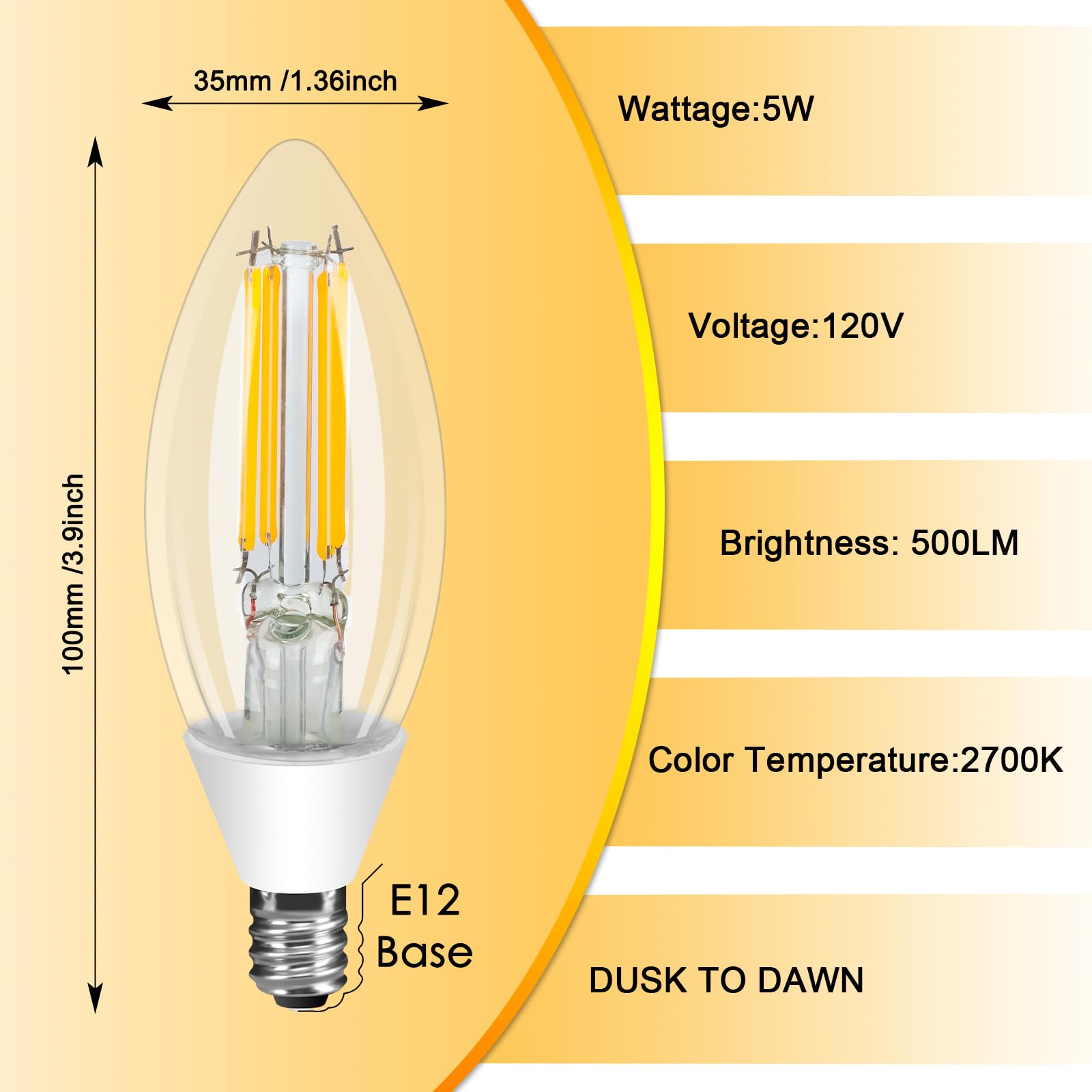 Ganiude E12 filament bulb combines vintage Edison style with smart photocell sensor.