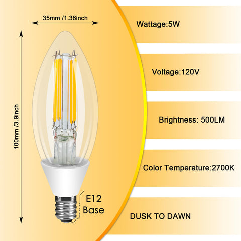Ganiude E12 filament bulb combines vintage Edison style with smart photocell sensor.