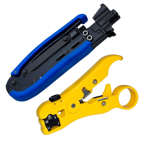 Gaobige coax crimp tool closeup showing precise F-screw adjustment