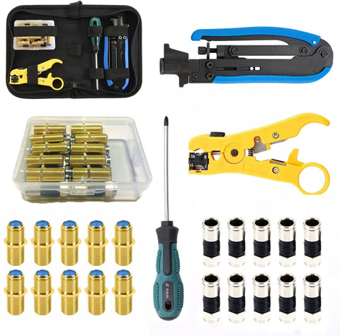 Gaobige coax crimp tool kit front view showing compact, portable design for indoor installs