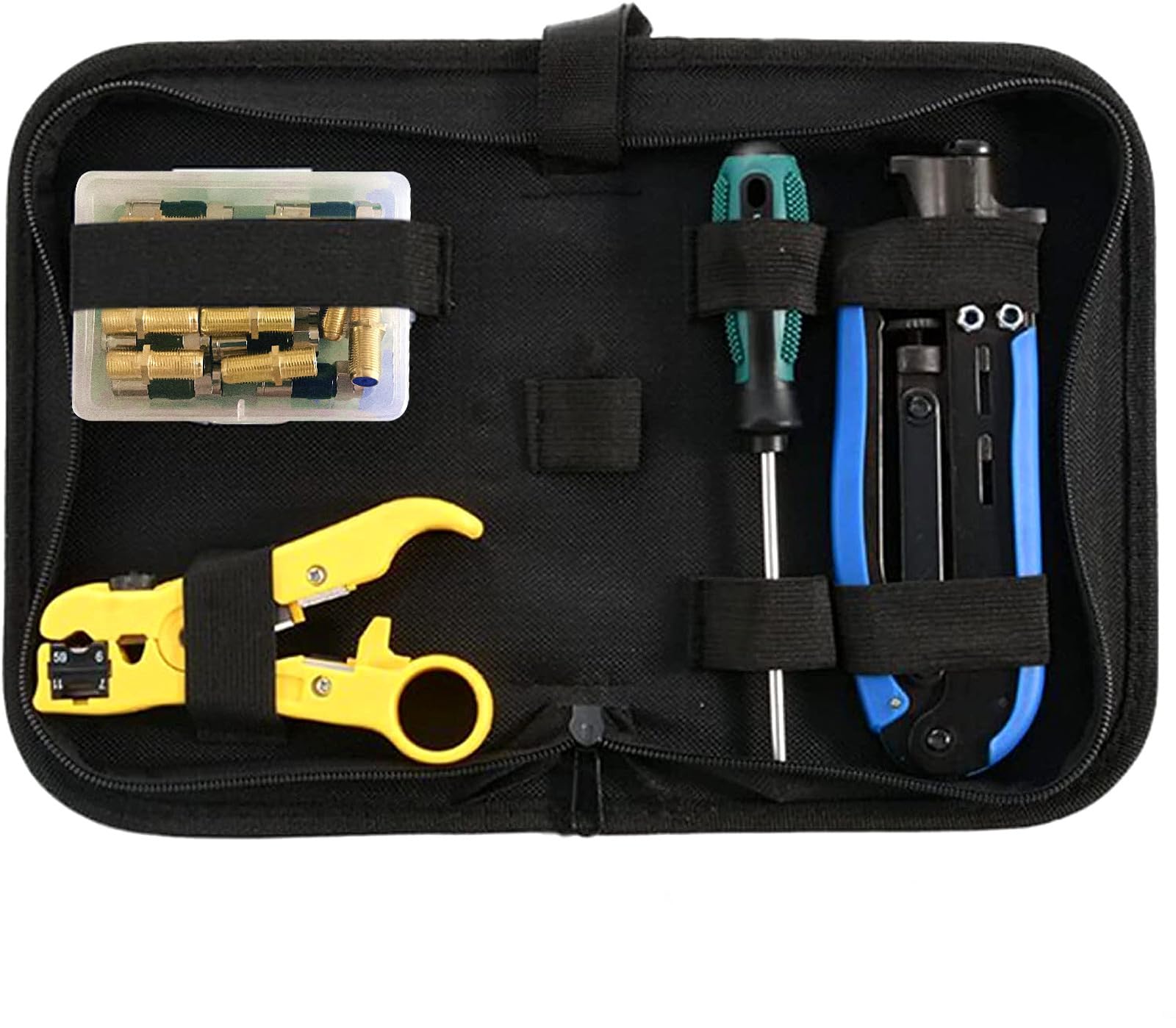 Gaobige tool in use crimping RG6 connectors for reliable connections