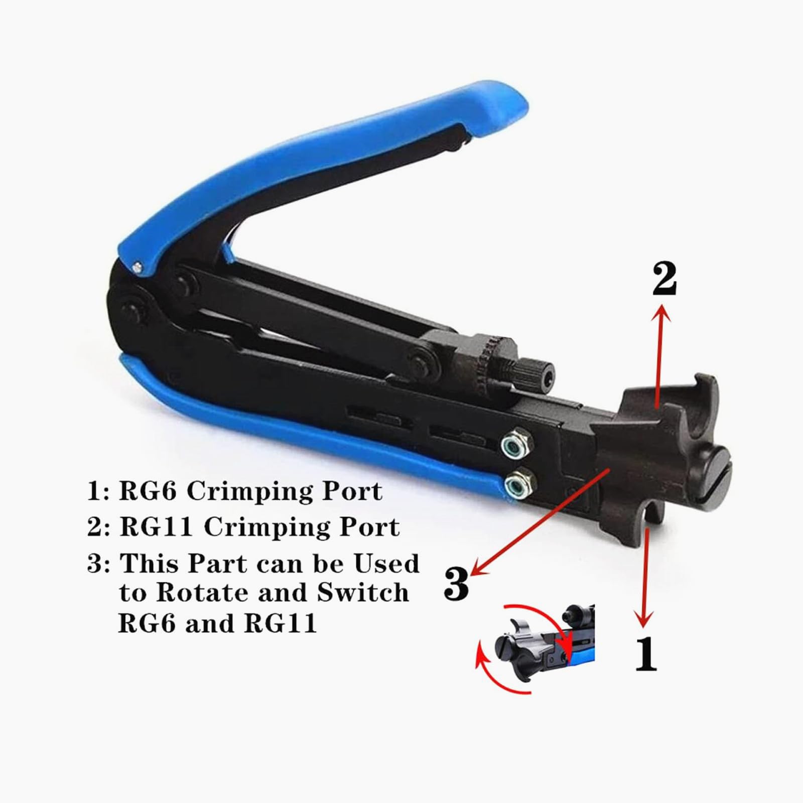 Gaobige universal coax tool with stripper for RG6 RG59 RG11 tasks