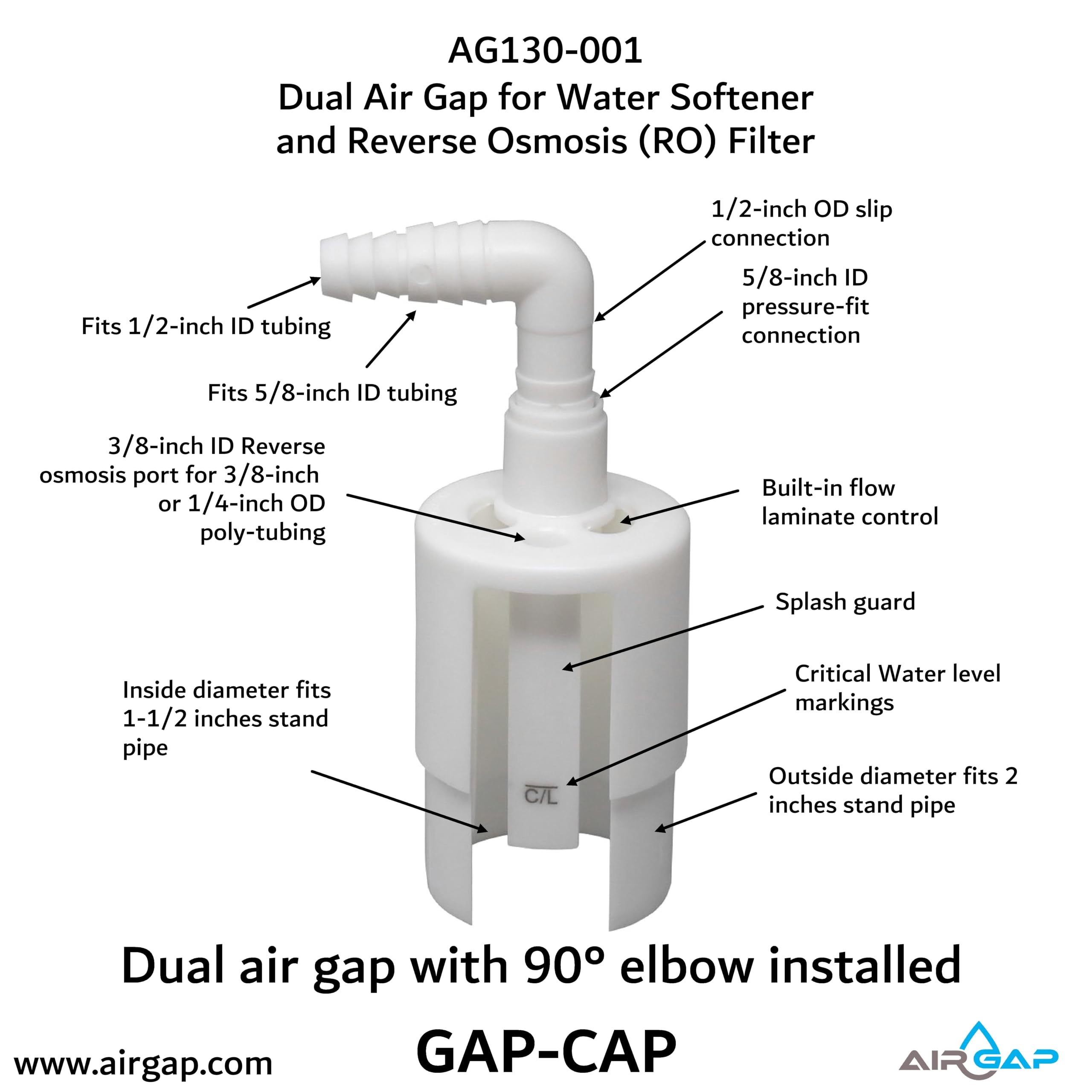 AG130-001 fits 1-1/2 or 2 inch standpipes for secure installation