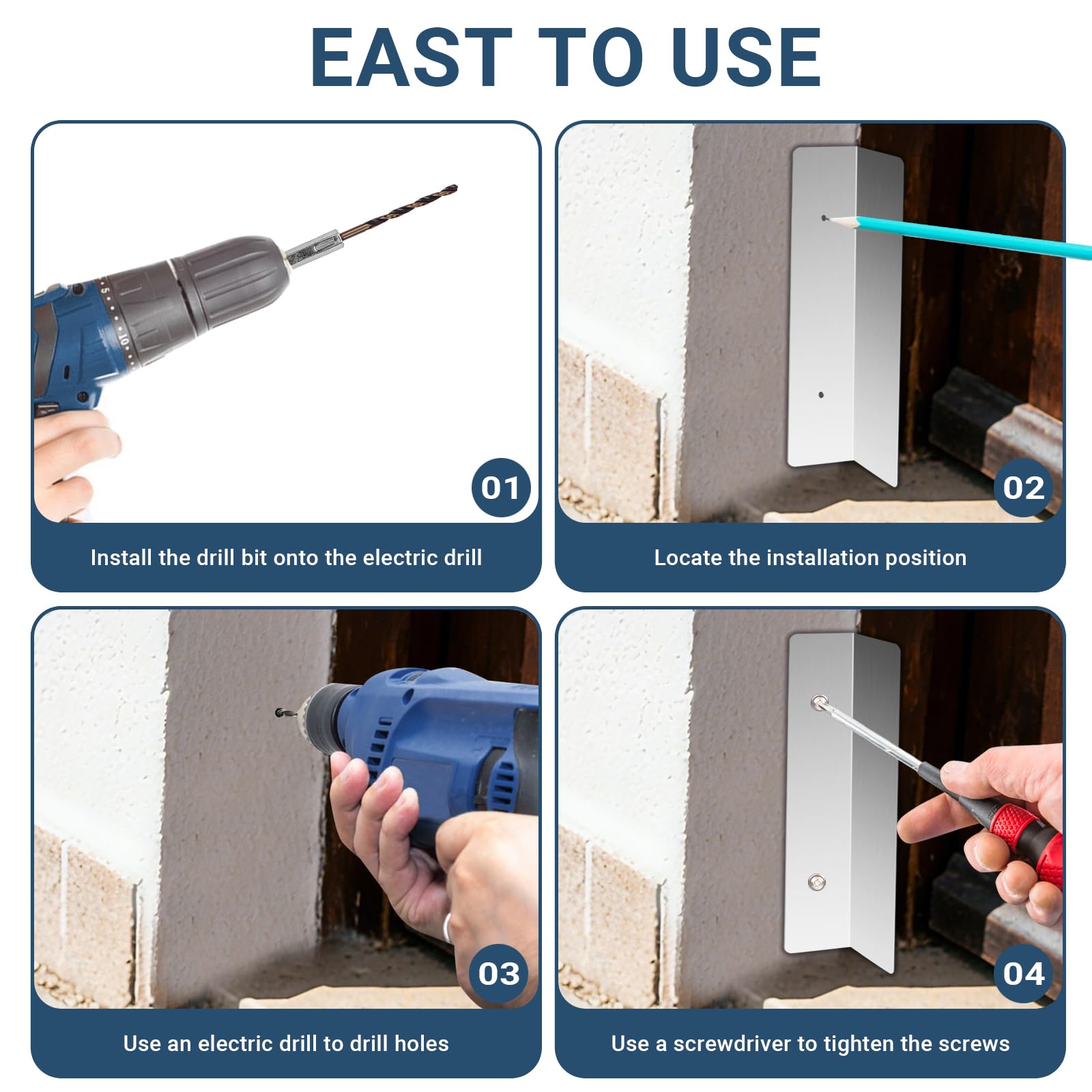 Garage Door Rodent and Snake Guard mounting screws close-up with pre-drilled holes