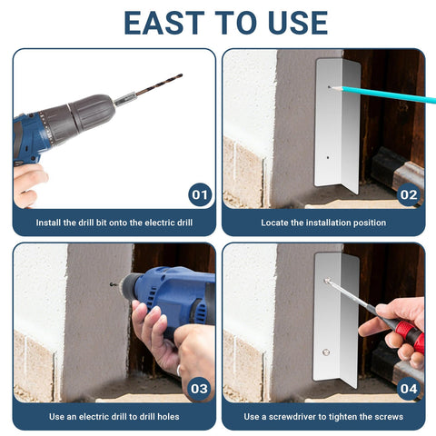 Garage Door Rodent and Snake Guard mounting screws close-up with pre-drilled holes
