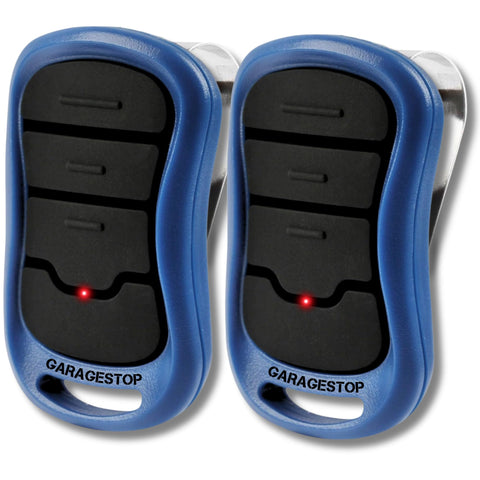 GARAGE STOP 2X Genie Intellicode remote front view with large buttons for easy operation.