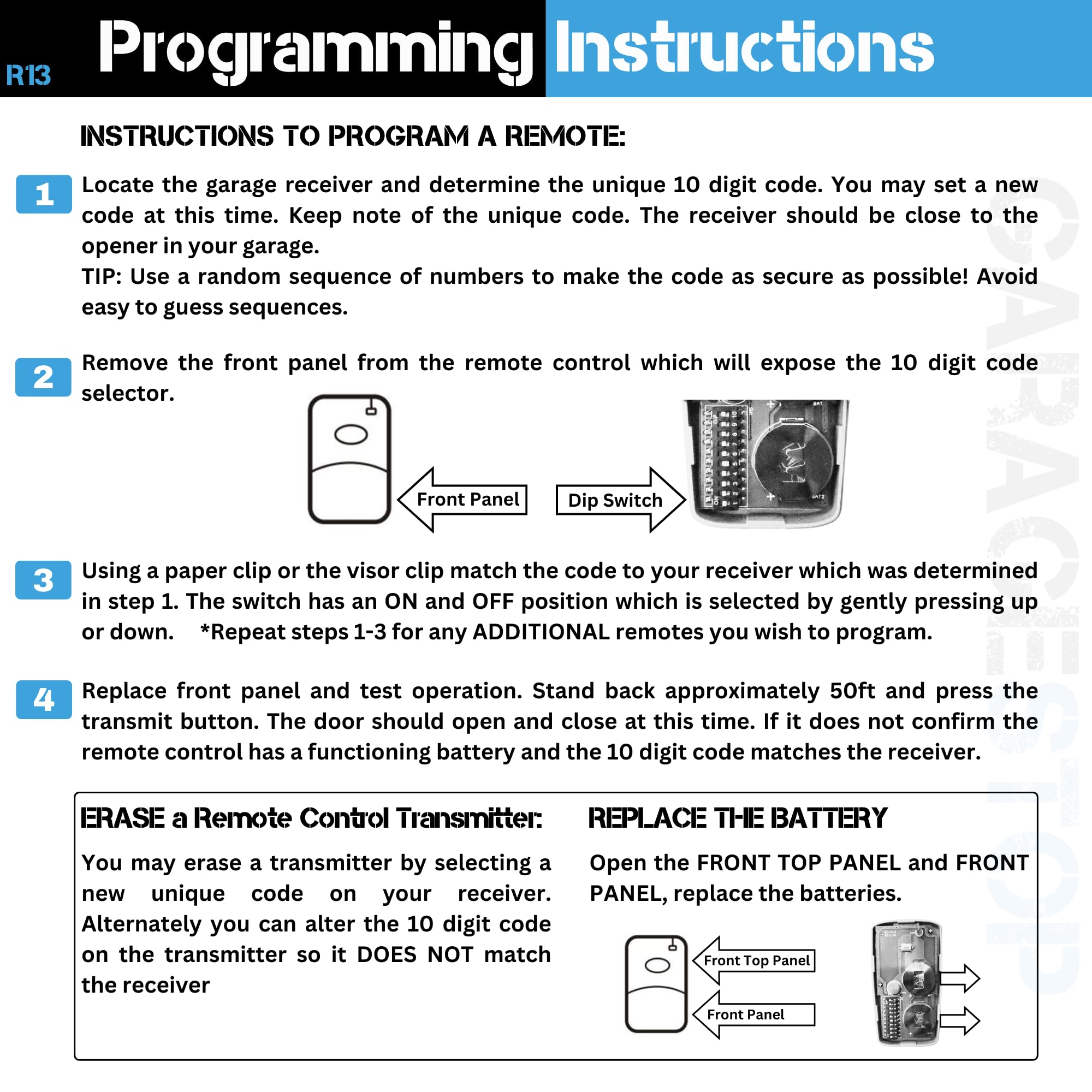GARAGE STOP 2X Multicode 308911 remote batteries included for immediate use.