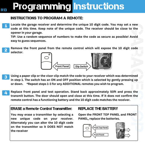 GARAGE STOP 2X Multicode 308911 remote batteries included for immediate use.