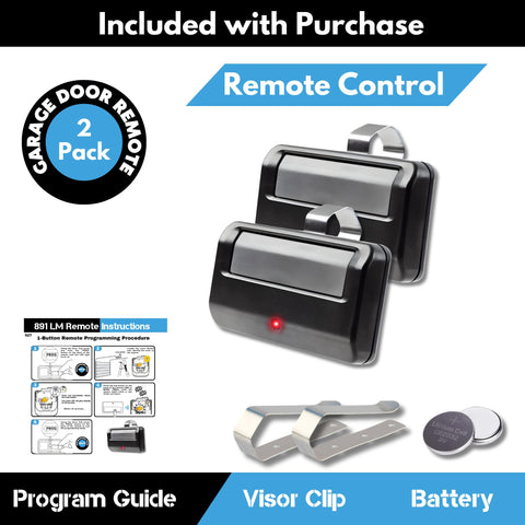 Garage Stop 891LM remote with visor clip ready for car use.