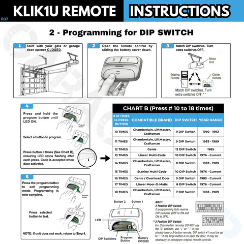 Garage Stop dual-channel button close-up enabling two-door control.