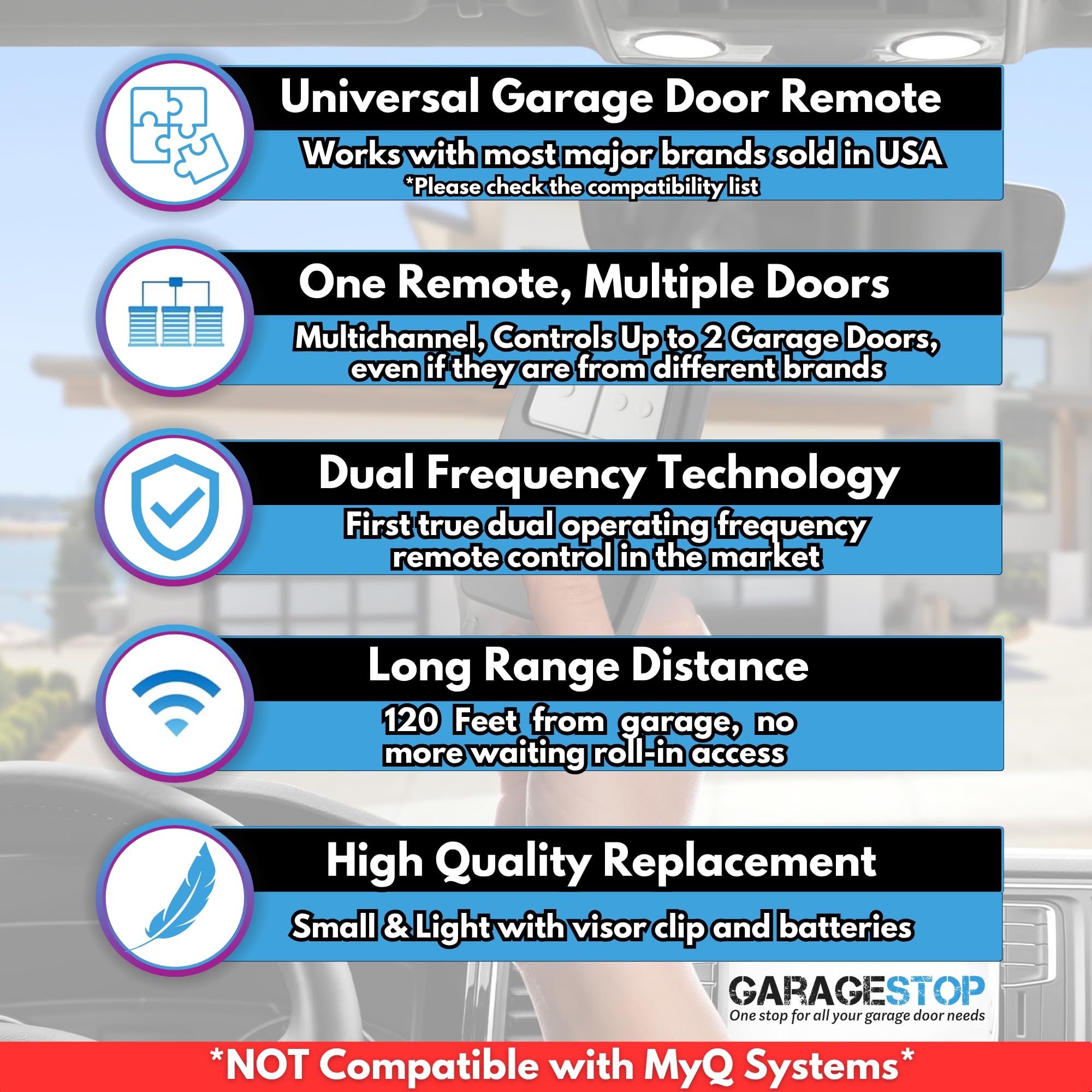 GARAGE STOP ergonomic, durable shell and reinforced buttons for daily use.