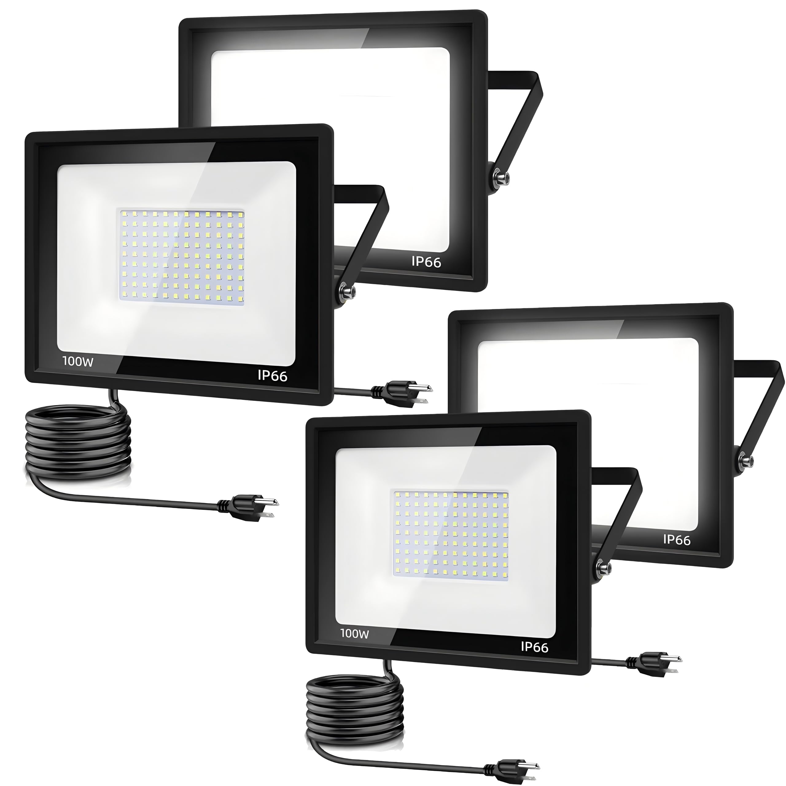 GarageAngle 4Pack LED flood light outdoor, front view, broad yard illumination.