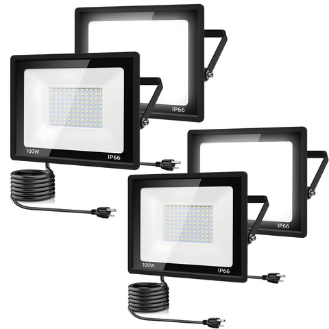 GarageAngle 4Pack LED flood light outdoor, front view, broad yard illumination.