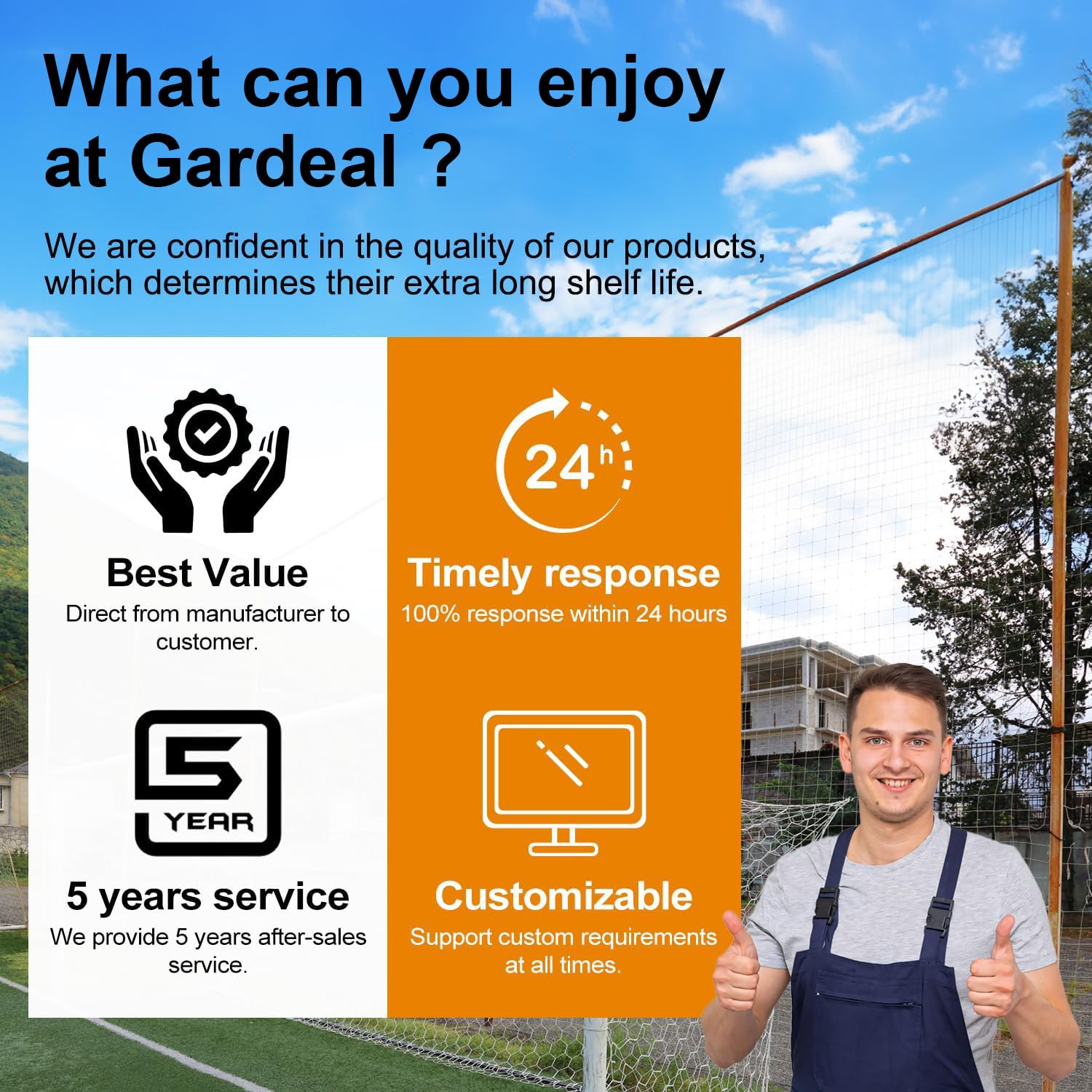 Gardeal galvanized welded section highlighting rust-resistant coating.